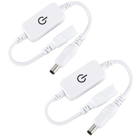 2pcs 12-24v 4a Single Color Led Strip Light Brightness Controller On/off In-line Dc Mini Led Touch(white)