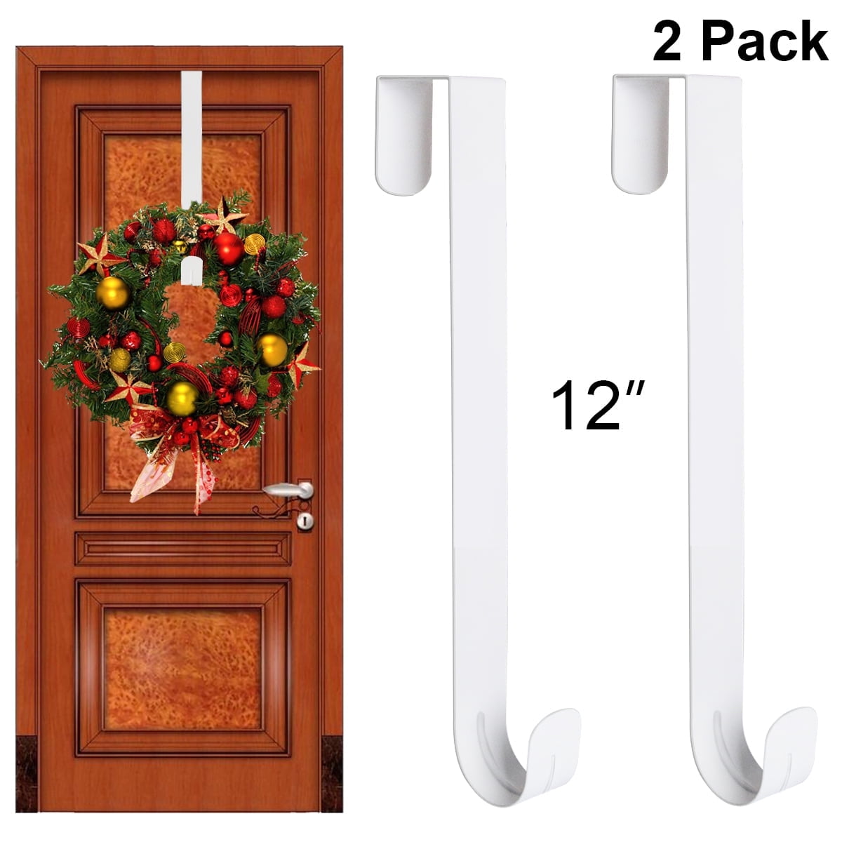 Heavy Duty Adjustable Garland Hanger For Door - No Drill Christmas Decoration Hook For Wreaths & Lights (Fits 71-81" Doors)