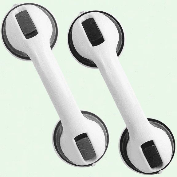2pcs 12-Inch Suction Bathroom Grab Rails, Portable Bath Grips for Disabled, Safety Shower Handle