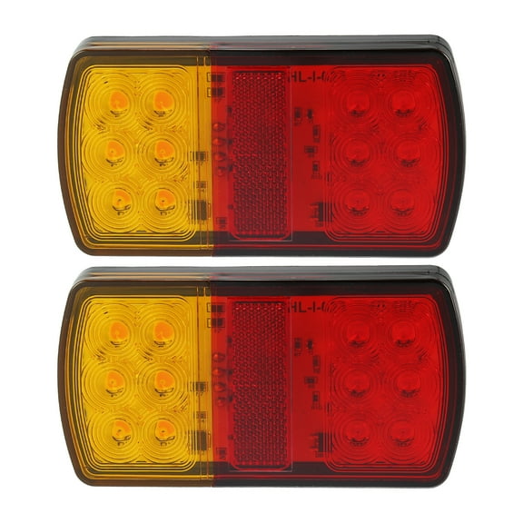 2pcs 12 LED Trailer Tail Lights 12V-36V Turn Signal Brake Tail Light Universal for Utility Trailer Truck Boat Red Amber