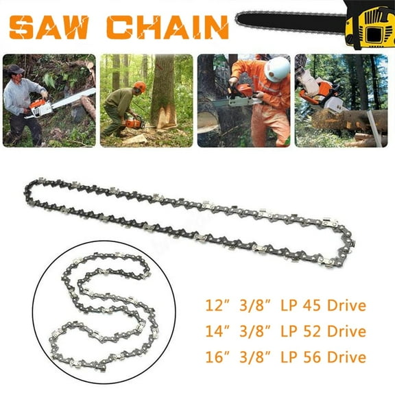 2pcs 12" Metal Chainsaw Chain 45 Drive Link 3/8" Replacement Saw Chain for 12inch Chainsaw Blade