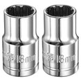 thumbnail image 1 of 2pcs 12 Point Socket 1/2" Drive by 13mm Metric CR-V Steel Shallow Sockets, 1 of 7