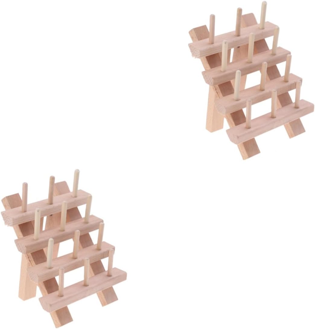 2pcs 12 Wire Spool Holder Bobbin Holder Wooden Thread Rack Spool