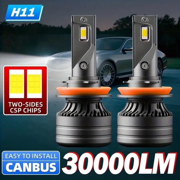 2pcs 120W Car LED Headlight CSP Chip LED 6000K H7 H1 H11/H9/H8 9005 HB3 9006 HB4 Bulb Fog Light Car LED Lamp 12V 24V Easy to Install,  Headlight Replacement, Energyefficient Lamp