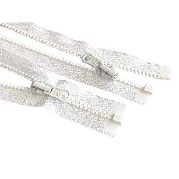 2pcs 121 Inches - 144 Inches Vislon YKK #5 Molded Plastic Zippers Separating Tent in-Outside Reversible Slide Color White Made in USA (134 Inches)