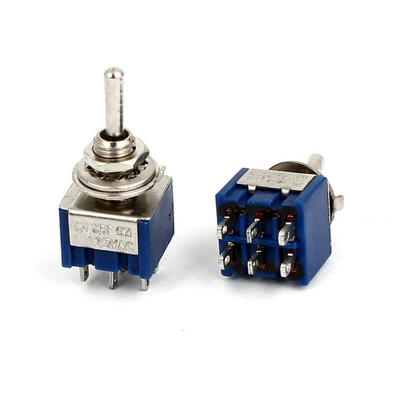 2pcs  125V 6A 6Pin 3 Positions ON-OFF DPDT Latching  Toggle Switches