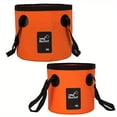 thumbnail image 1 of 2pcs 12L+20L Collapsible Bucket, Portable Folding Camping Water Storage Container & Wash Basin for Traveling, Hiking, Fishing, Boating, Gardening-Orange, 1 of 5