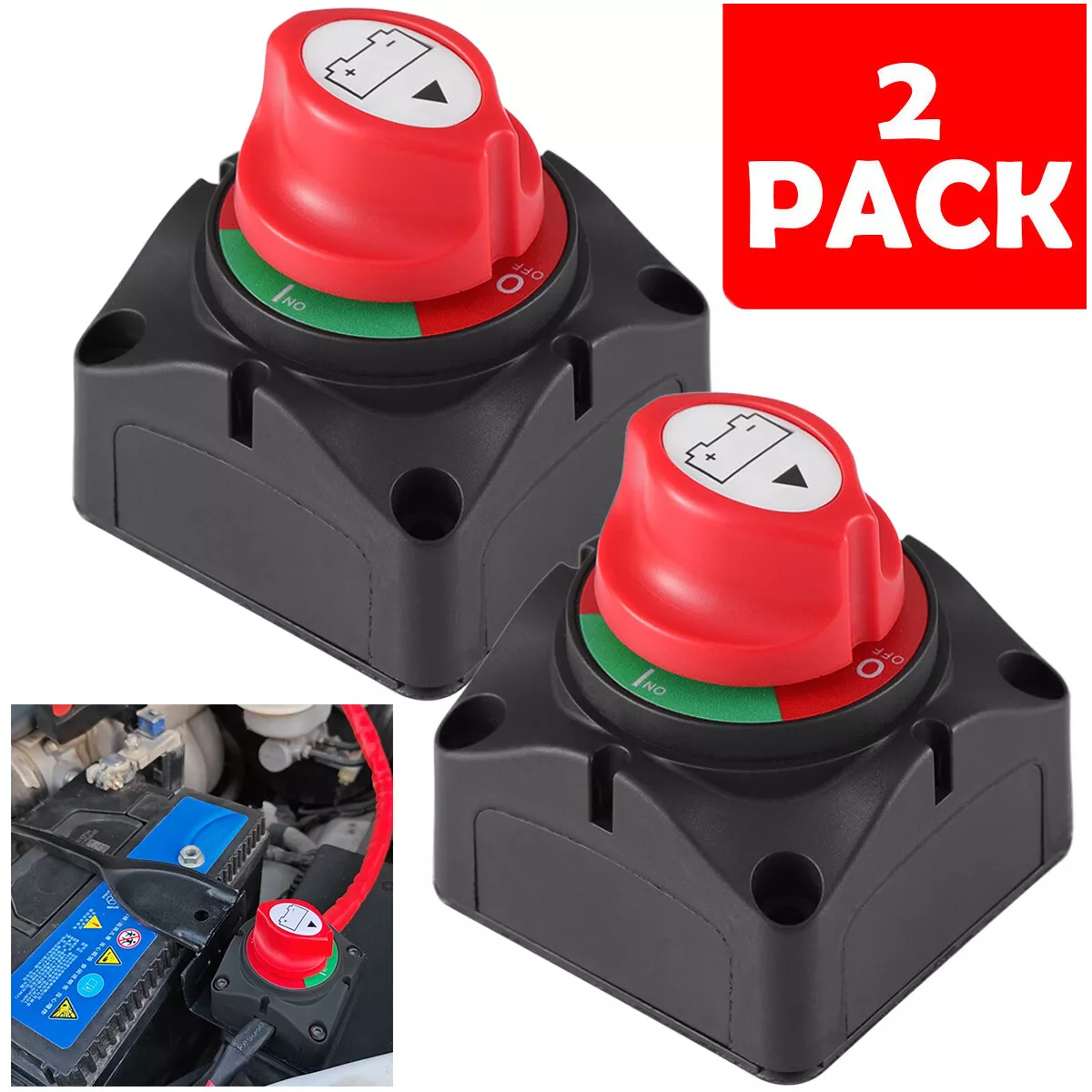 2pcs 12V Battery Disconnect Rotary Switch Cut On/Off Set For Car SUV ...