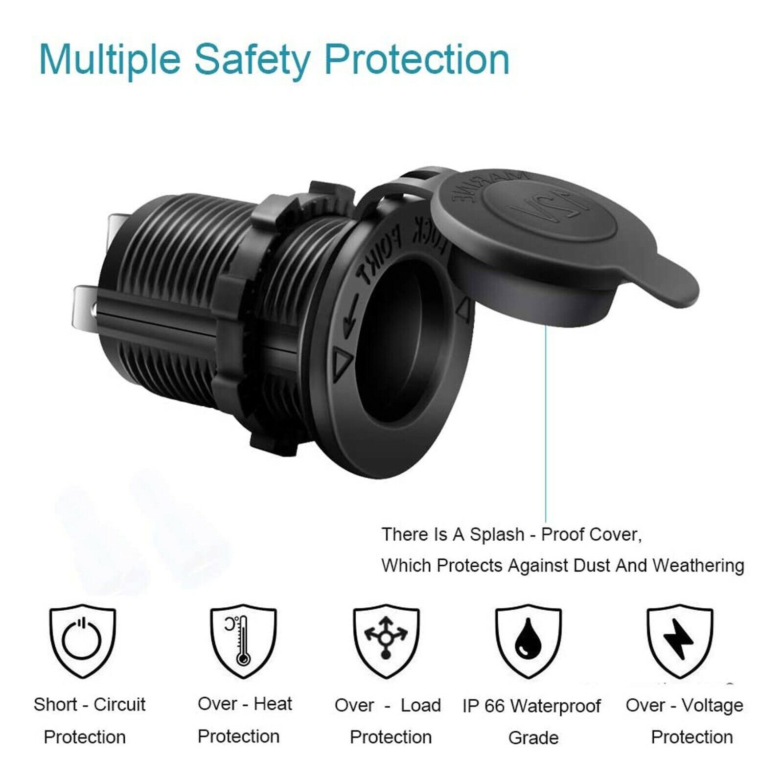 2pcs 12V Cigarette Lighter Socket Power Outlet Receptacle Plug or Car