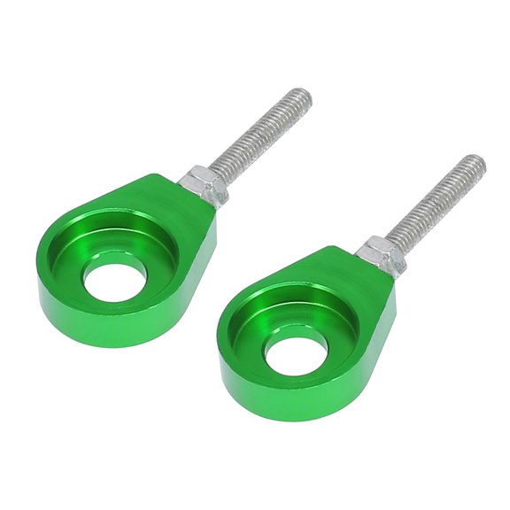 2pcs 12mm Dia Hole Green Silver Tone Metal Universal Chain Axle Adjuster Tensioner for Motorbike