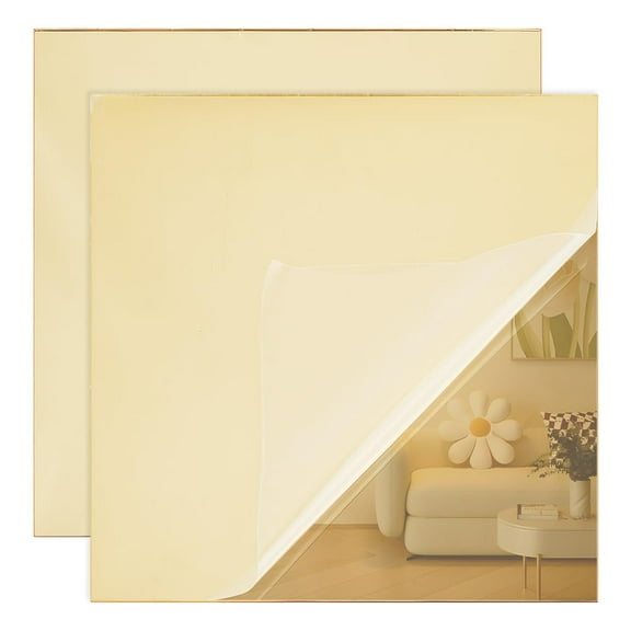 2pcs 12x12 Inch Gold Mirror Acrylic Sheet 1/8 Inch Thick Acrylic Reflective Mirror Sheets Non Glass Rigid Tinted Mirror Sheet Laser Polished Edge for Cutting Engraving Sawing DIY diy