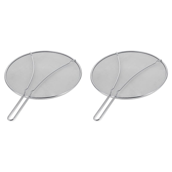 2pcs 13Inch Stainless Steel Fine Mesh Splatter Screen with Resting Feet Kitchen Oil Spill Prevention Net Cover