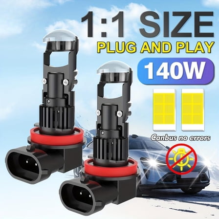 2pcs 140W Turbo H7 LED Projector CANBUS 36000Lm Mini Lens H8 H11 9005 9006 1:1 Size Wireless Car LED Headlight Bulbs with Fan