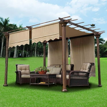 15.5x4Ft Beige Pergola Canopy Replacement Cover, UV Resistant