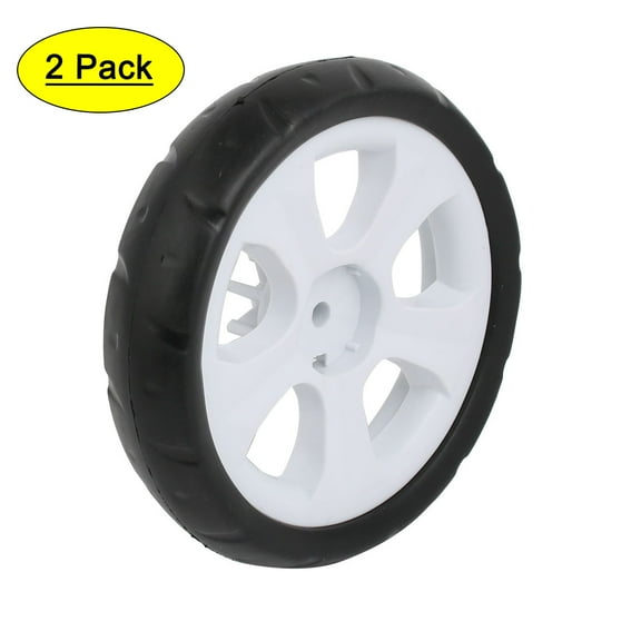 2pcs 155mm Dia Plastic Single Wheel  Pulley Rolling Roller White 8x25mm