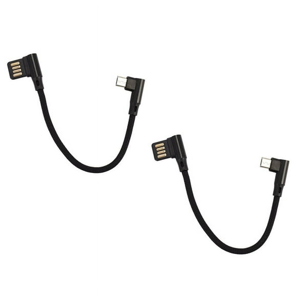 2pcs 15cm Micro- USB 5Pin Right Angle to Left Right Angle 90 Degree USB 2.0 Dual Elbow Data Charging Cable