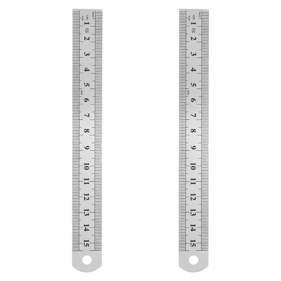 2pcs 15cm Ruler Double Sided Metric Imperial Drafting Scale, Etched Markings Conversion Table