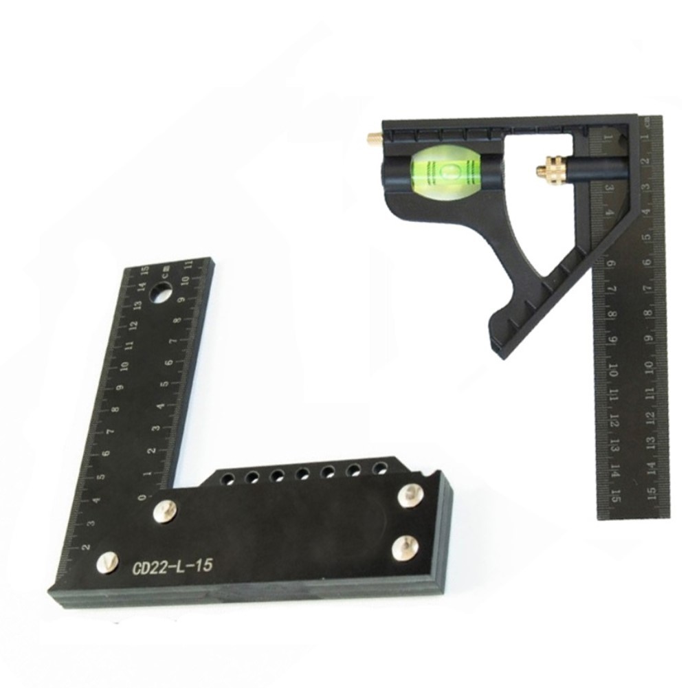 2pcs 15cm Square Right Angle Ruler Protractor Movable Woodworking