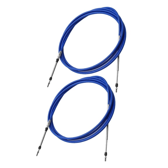 Unique Bargains 2pcs Rubber 15ft 4.6 Meter 181inch Marine Throttle Shift Remote Control Box Cable for Outboard Engine Boat Blue