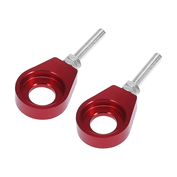 2pcs 15mm Dia Hole Red Silver Tone Metal Universal Chain Axle Adjuster Tensioner for Motorbike