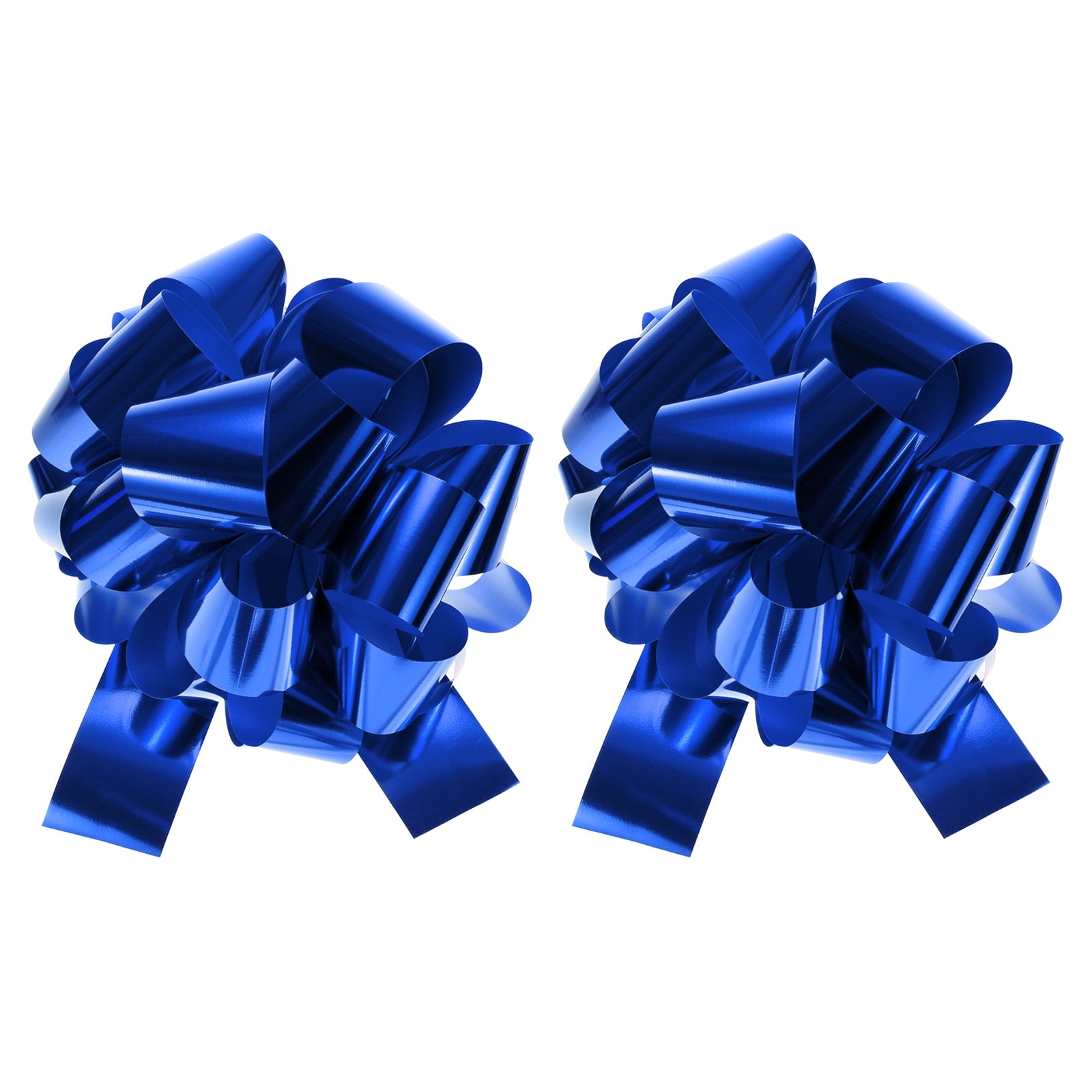 2pcs 16 Inch Extra Giant Large Pull Bow Christmas Metallic Car Gift Wrapping Bows Ribbon for Wedding Car, Blue
