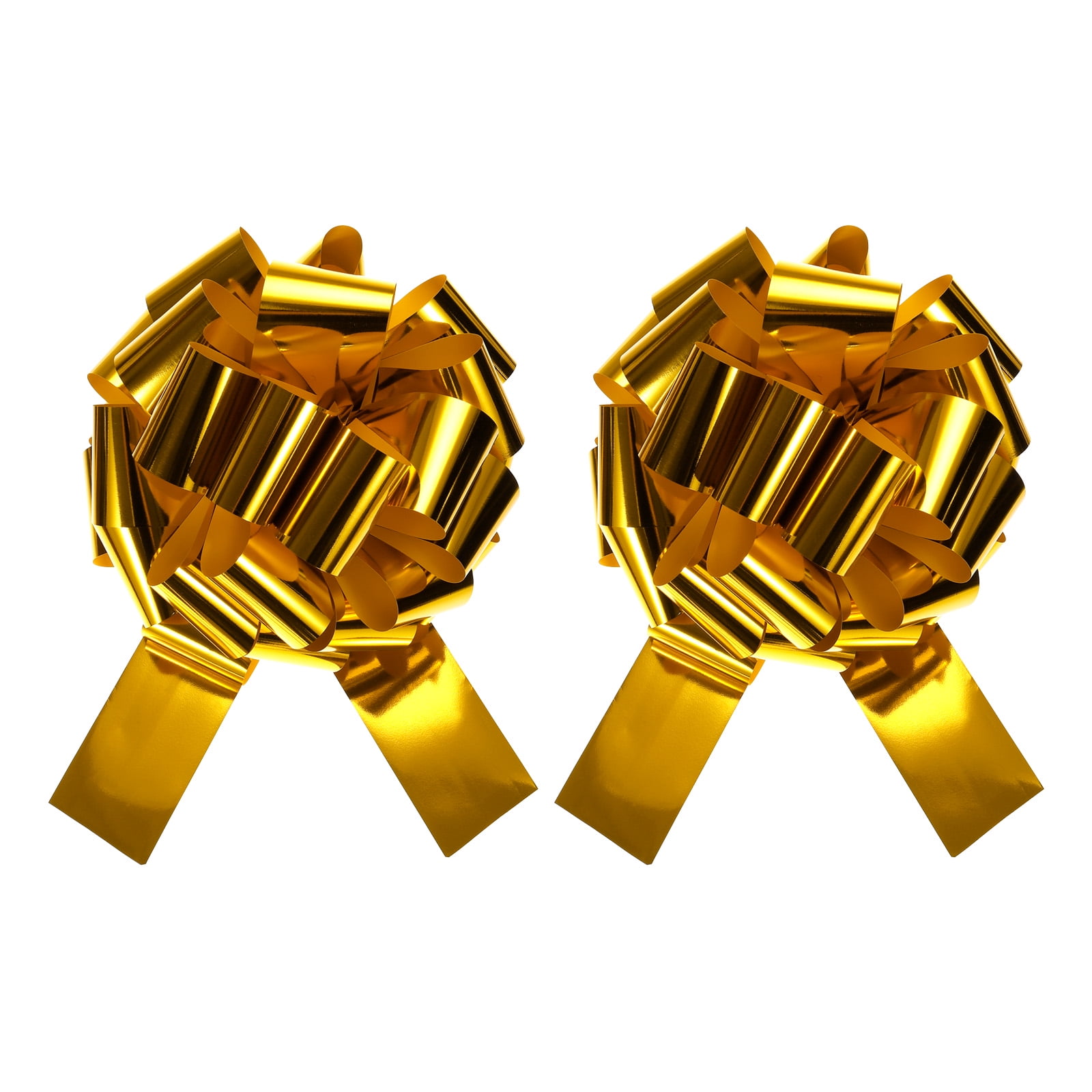 2pcs 16 Inch Extra Giant Large Pull Bow Christmas Metallic Car Gift Wrapping Bows Ribbon for Wedding Car, Gold