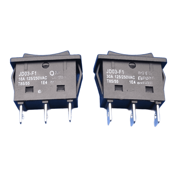 2pcs 16A 30A 125V 250V Self Resetting Momentary Rocker Switch Black ...