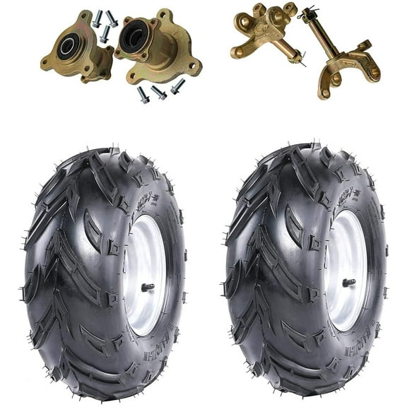 2pcs 16x8-7 ATV Tire and Rim Tubeless 3 Stud 7" Front Tires with Rims Steering Knuckles Spindles Wheel Hubs for Go Kart UTV Quad Mini Bike Buggy 4 Wheelers Taotao Coolster Kazuma