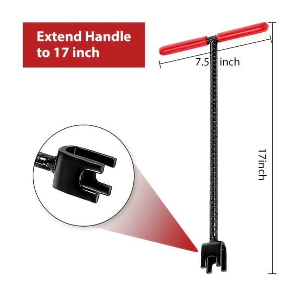 2pcs 17-Inch Professional Water Meter Key Shut-Off Tool with 4-Way Utility Keys, Sturdy Water Meter Keys, Wrench T-Handle And U-Head for Curb Mains And Water Meters, Underground Stop/Waste Valves