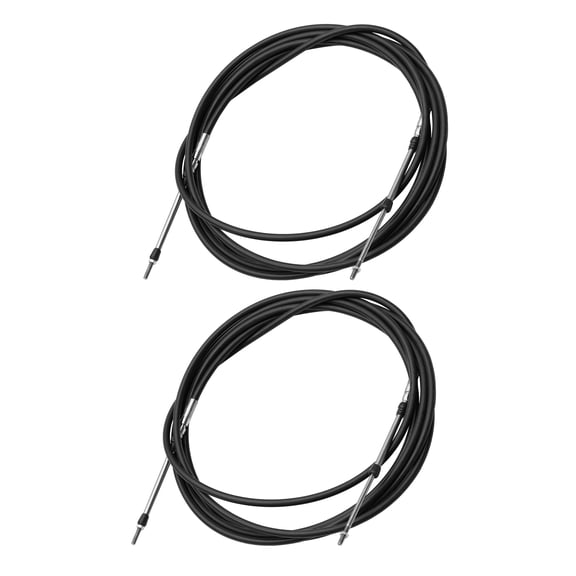 2pcs 17ft 5.2 Meter 205inch Marine Throttle Shift Remote Control Box Cable for Outboard Engine Boat, Black
