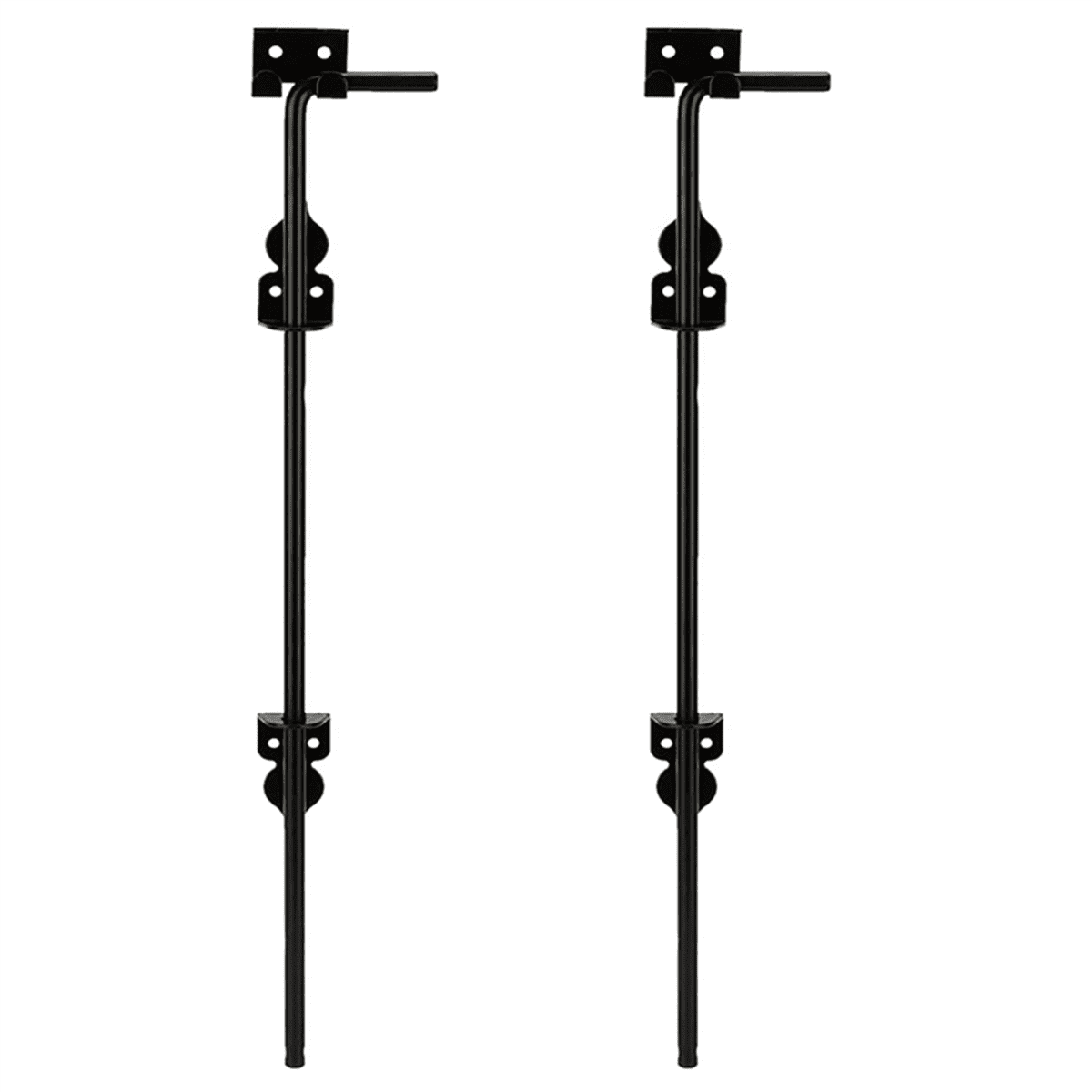 2pcs 18inch Cane Bolt Heavy Duty Gate Drop Rod, Hardware Ground Latch Gate Stopper Gate Hardware, Cane Bolts,2 x Lock gate fireplace lock kit,Black