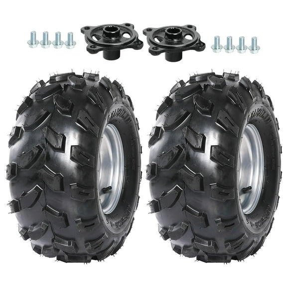 2pcs 18x9.5-8 18x9.50-8 Tires with Rims 4 Bolt 8 inch Go Kart Wheels w/ 23T Rear Axle Hubs for ATV Quad Buggy Golf Cart Lawn Mower Garden Tractor Turf Tires 150cc 200cc 250cc