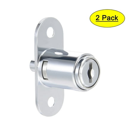 2pcs 19mm Cylinder Dia Zinc Alloy Chrome Finished Plunger Lock Keyed Alike