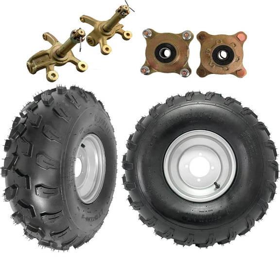 2pcs 19x7.00-8 19x7-8 Tires with Rims 4 Bolt 8 inch Go Kart Wheels w/Front Steering Knuckles Wheel Hubs for ATV Quad Buggy Golf Cart Lawn Mower Garden Tractor Turf Tires Mini Bike