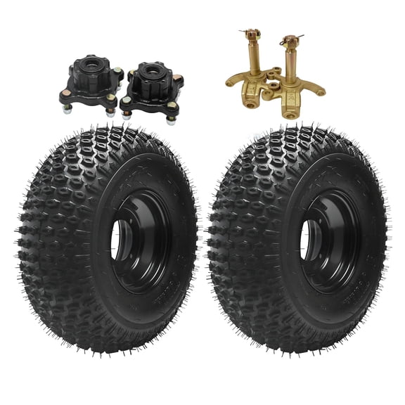 2pcs 19x7-8 19x7x8 All Terrain ATV Tire and Wheel, Go Kart Mini Bike Tire 4PR UTV Sport Quad Tires, 4 Bolt 110mm Pattern for Lawn Mower Golf Cart Buggy w/Steering Knuckles and Hubs