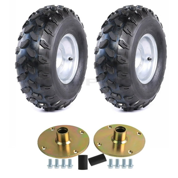 2pcs 19z7.00-8 19x7-8 Tires with Rims 4 Bolt 8 inch Go Kart Wheels w/ 23T Rear Axle Hubs for ATV Quad Buggy Golf Cart Lawn Mower Garden Tractor Turf Tires Mini Bike