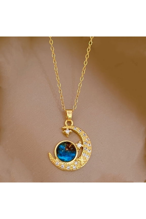 2pcs/1pc Universal Fashion Pendant Necklace for Men & Women Space Moon Pendant for everyday and party wear Couple necklace,Moon