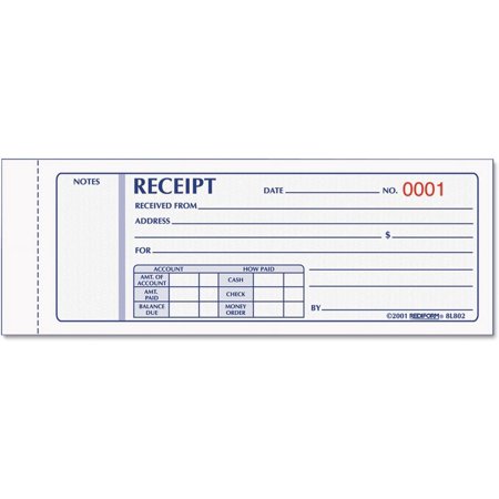 2pcs 2-3/4" X 7" Carbonless Triplicate Money Receipt Book (8L802)