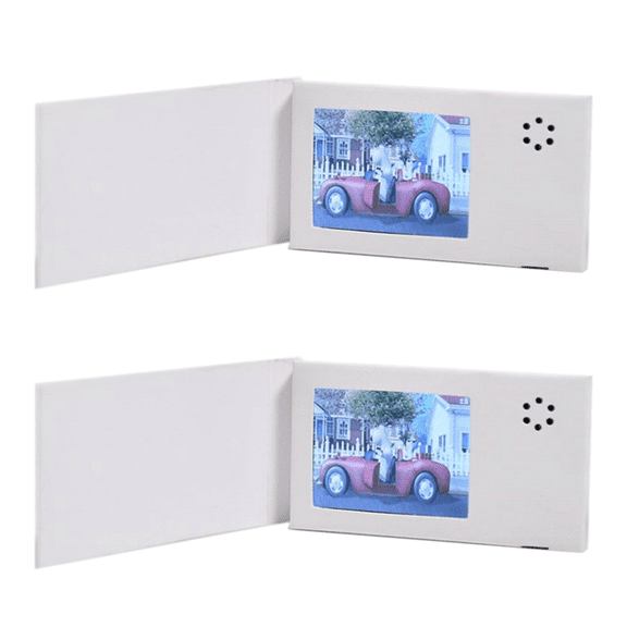 2pcs 2.4inch Birthday White Video Book Card 128MB Lcd Invitation Gift Music Greeting Upload
