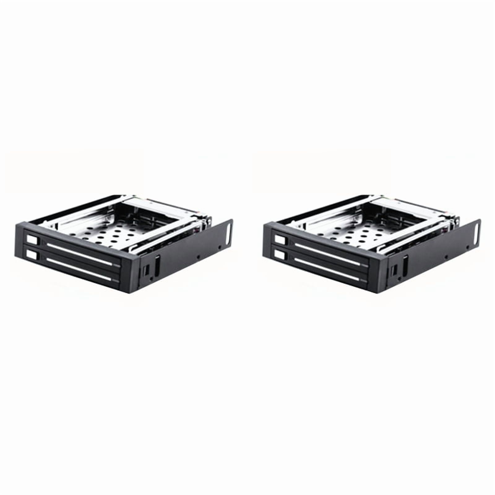 2pcs 2.5 Inch Floppy Disk Drive Tray 2-Bay Disk Drive for HDD/SSD Hard Disk Enclosure Extraction Box,2 x Optical Drive Tray 4 x data cable 4 cable 8 x screw,Black & Silver