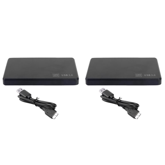 2pcs 2.5In to USB 3.0 Solid State Enclosure Mobile Hard Disk Cassette with USB3.0/2.0 Cable for HDD SSD External