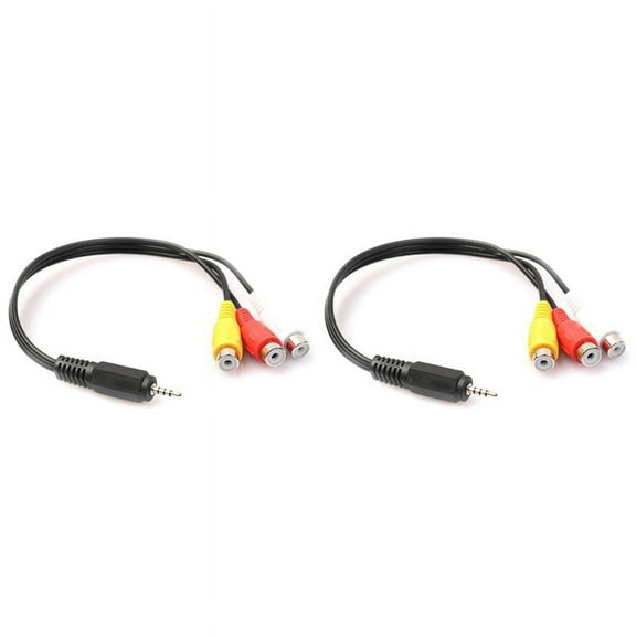 2pcs 2.5mm Mini AV Male to 3RCA Female M/F Audio Video Cable Stereo Jack Adapter Cord