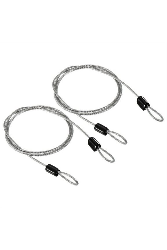 2pcs 2.5mm x 39.37inch Security Steel Cable Coated Luggage Lock Rope with Loop, Transparent