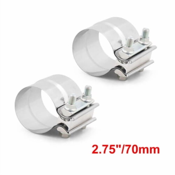 2pcs 2.75" Stainless Steel Lap Joint Band Exhaust Clamp Pipe Repair Step Clamp