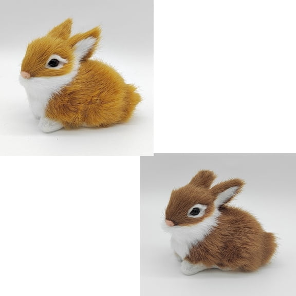 2pcs 2.76in Realistic Cute Plush Rabbits Fur Lifelike Animal Easter Bunny Simulation Toy Gift Decorations，Style 10