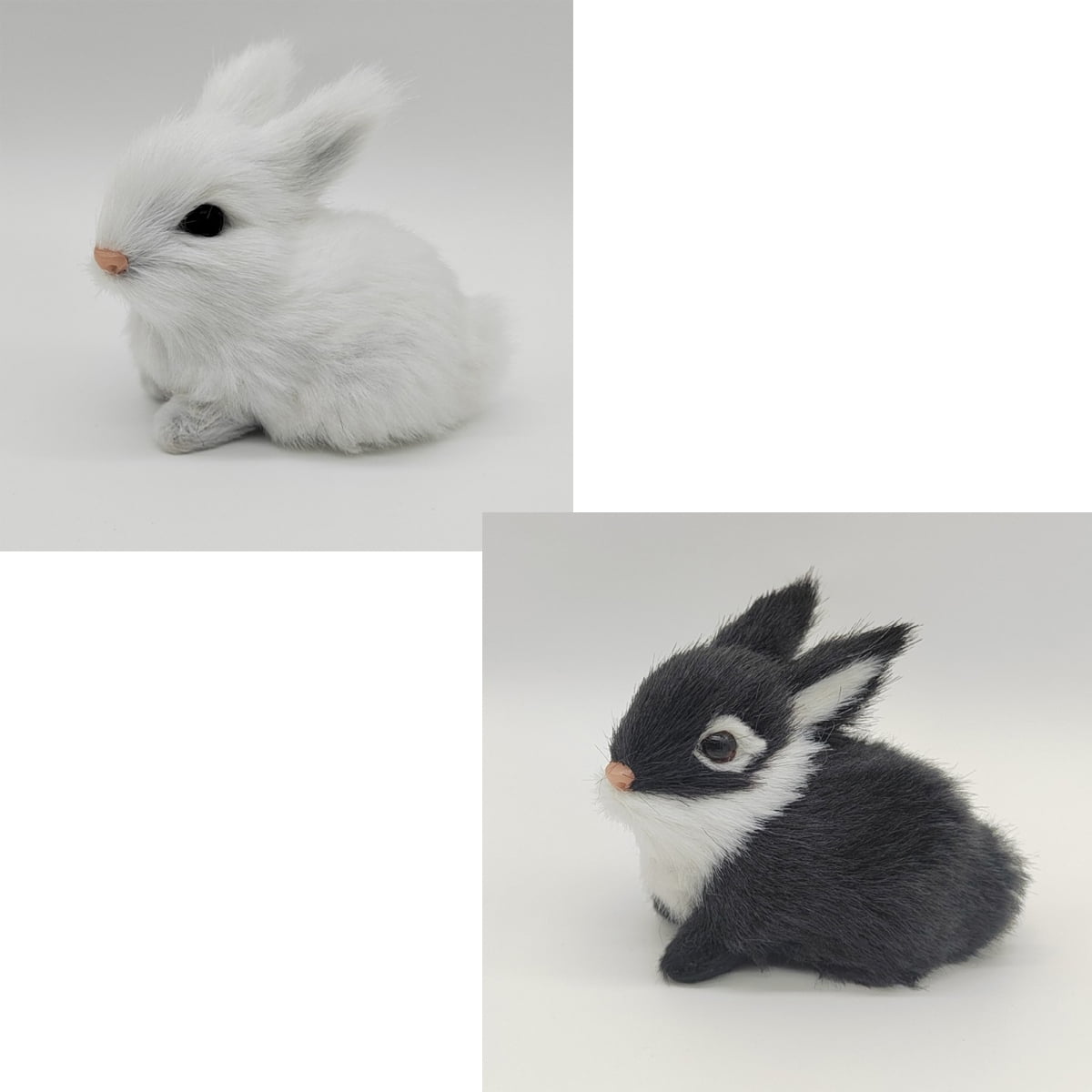 2pcs 2.76in Realistic Cute Plush Rabbits Fur Lifelike Animal Easter Bunny Simulation Toy Gift Decorations，Style 1