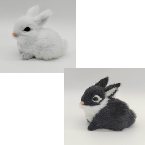 2pcs 2.76in Realistic Cute Plush Rabbits Fur Lifelike Animal Easter Bunny Simulation Toy Gift DecorationsStyle 1