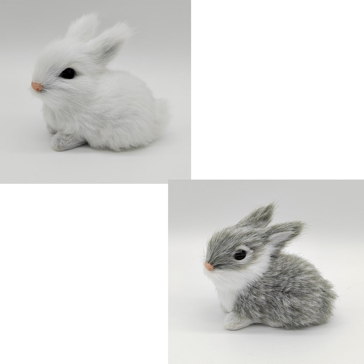2pcs 2.76in Realistic Cute Plush Rabbits Fur Lifelike Animal Easter Bunny Simulation Toy Gift Decorations，Style 2