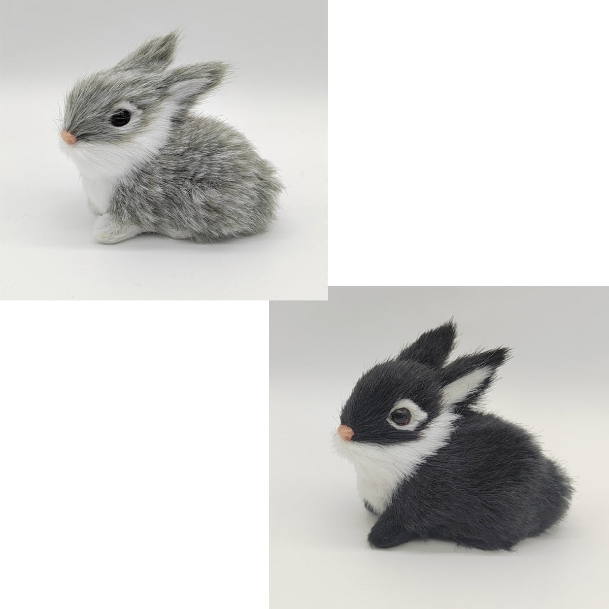 2pcs 2.76in Realistic Cute Plush Rabbits Fur Lifelike Animal Easter Bunny Simulation Toy Gift Decorations，Style 5