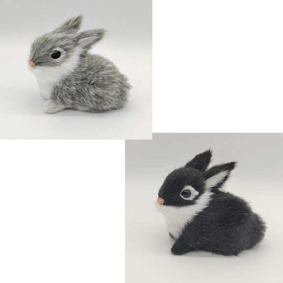 2pcs 2.76in Realistic Cute Plush Rabbits Fur Lifelike Animal Easter Bunny Simulation Toy Gift DecorationsStyle 5